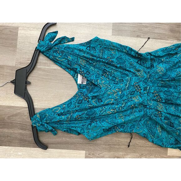 Joni Blair Teal Blue Floral Button Pencil Dress, Flowing, Size Small - Picture 2 of 8